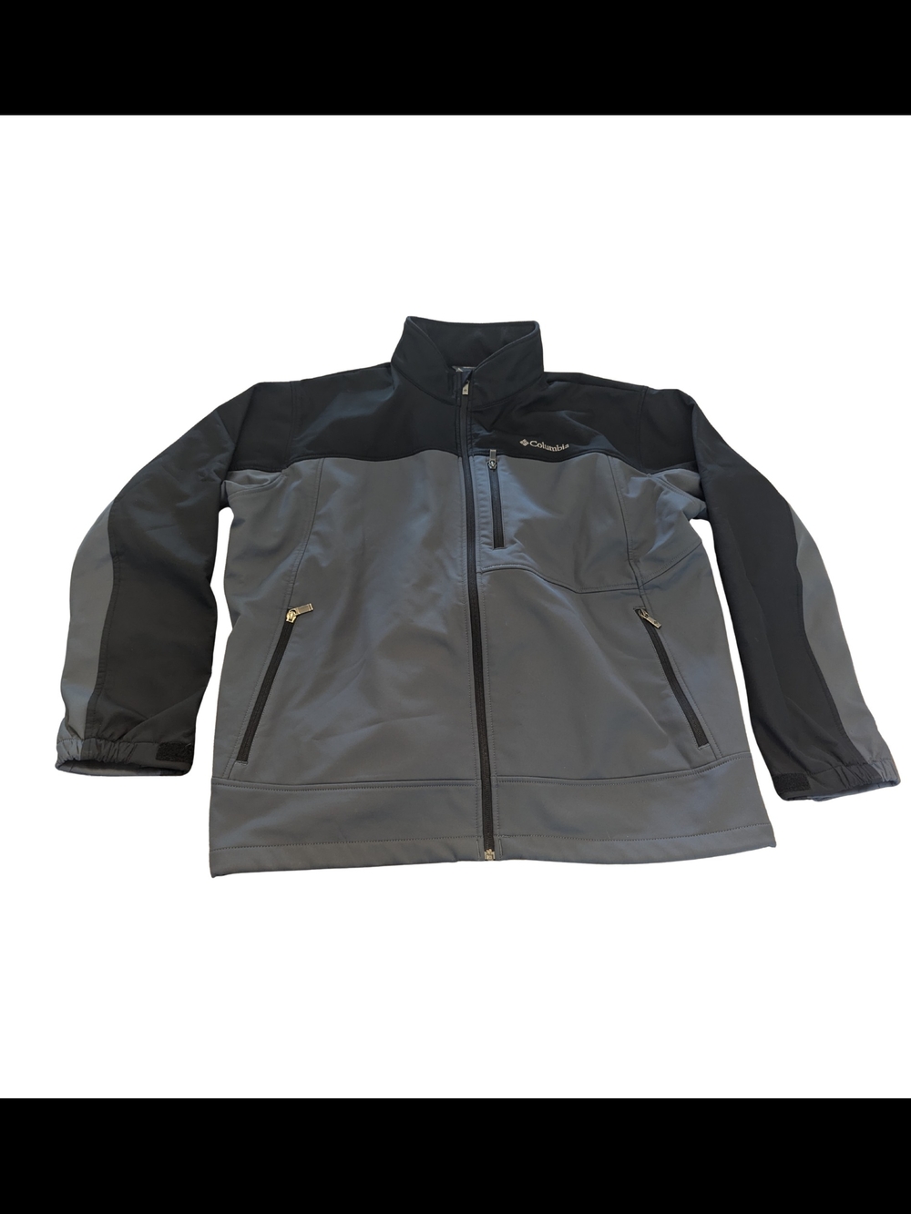 EUC Columbia Mens XXL Gray Black Smooth Spiral Soft Shell Jacket